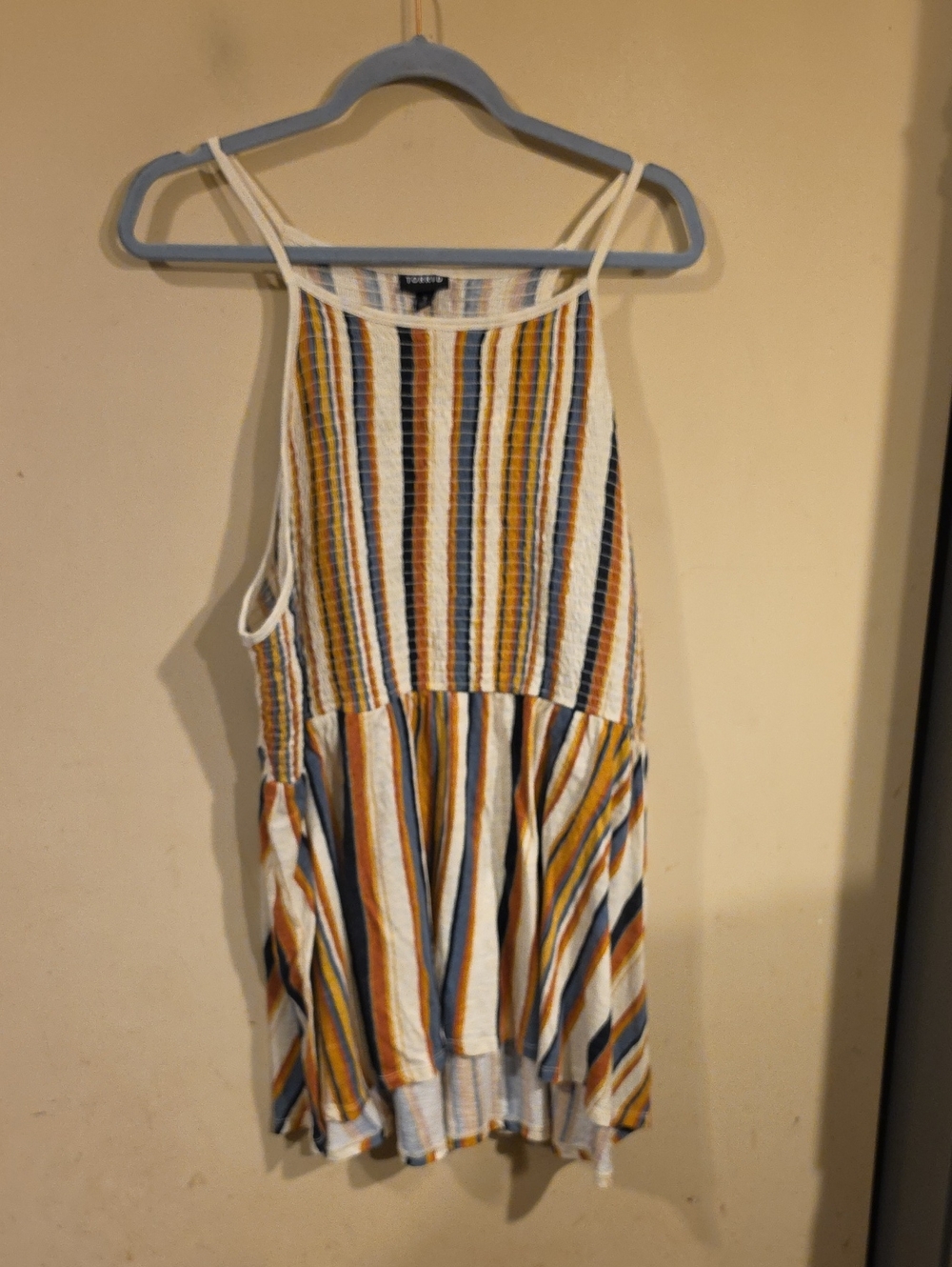 torrid Striped Smocked Cami Dress - White, Mustard & Navy